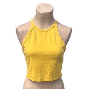- Express M Yellow Cropped High Neck Tank Top! EUC!